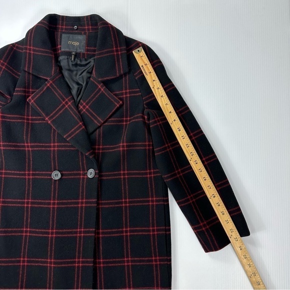 Maje Coat Sz 36 Plaid Wool Blend - Picture 10 of 16